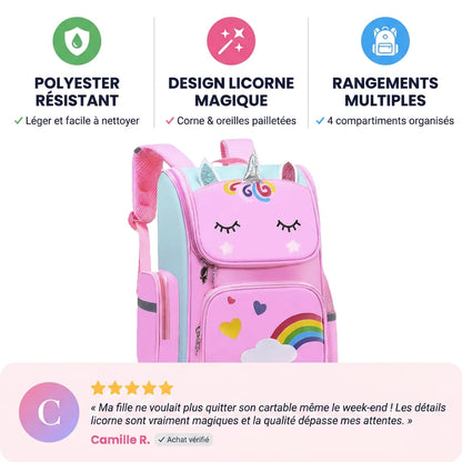 Cartable Licorne Fille – Sac à Dos Arc-en-Ciel Rose — Témoignage + 3 Piliers
