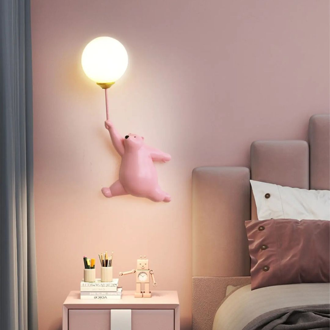 Lampe murale LED Balloon Bear - Résine et acrylique-Veilleuse cocon