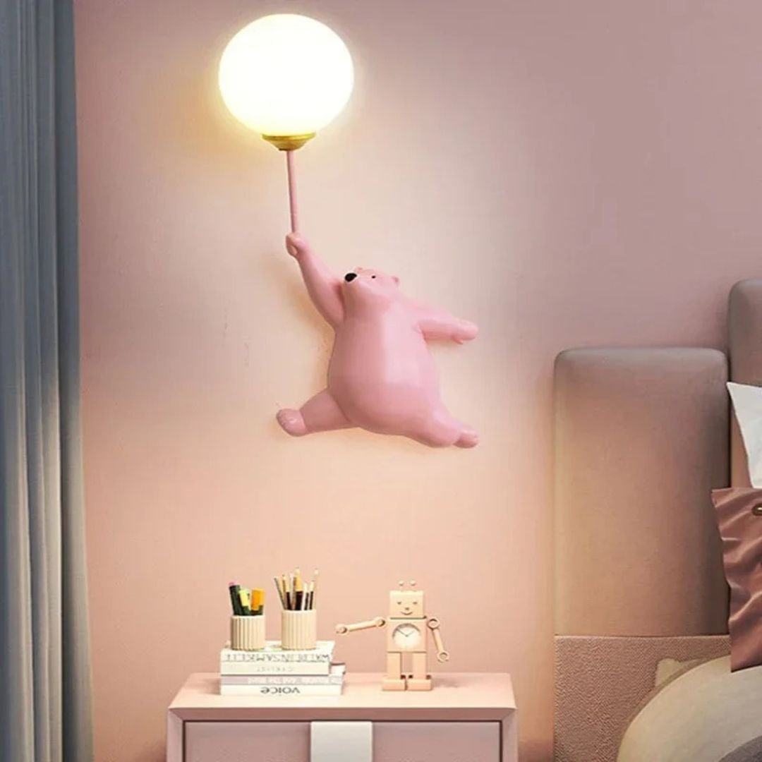 Lampe murale LED Balloon Bear - Résine et acrylique-Veilleuse cocon