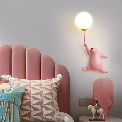 Lampe murale LED Balloon Bear - Résine et acrylique-Veilleuse cocon