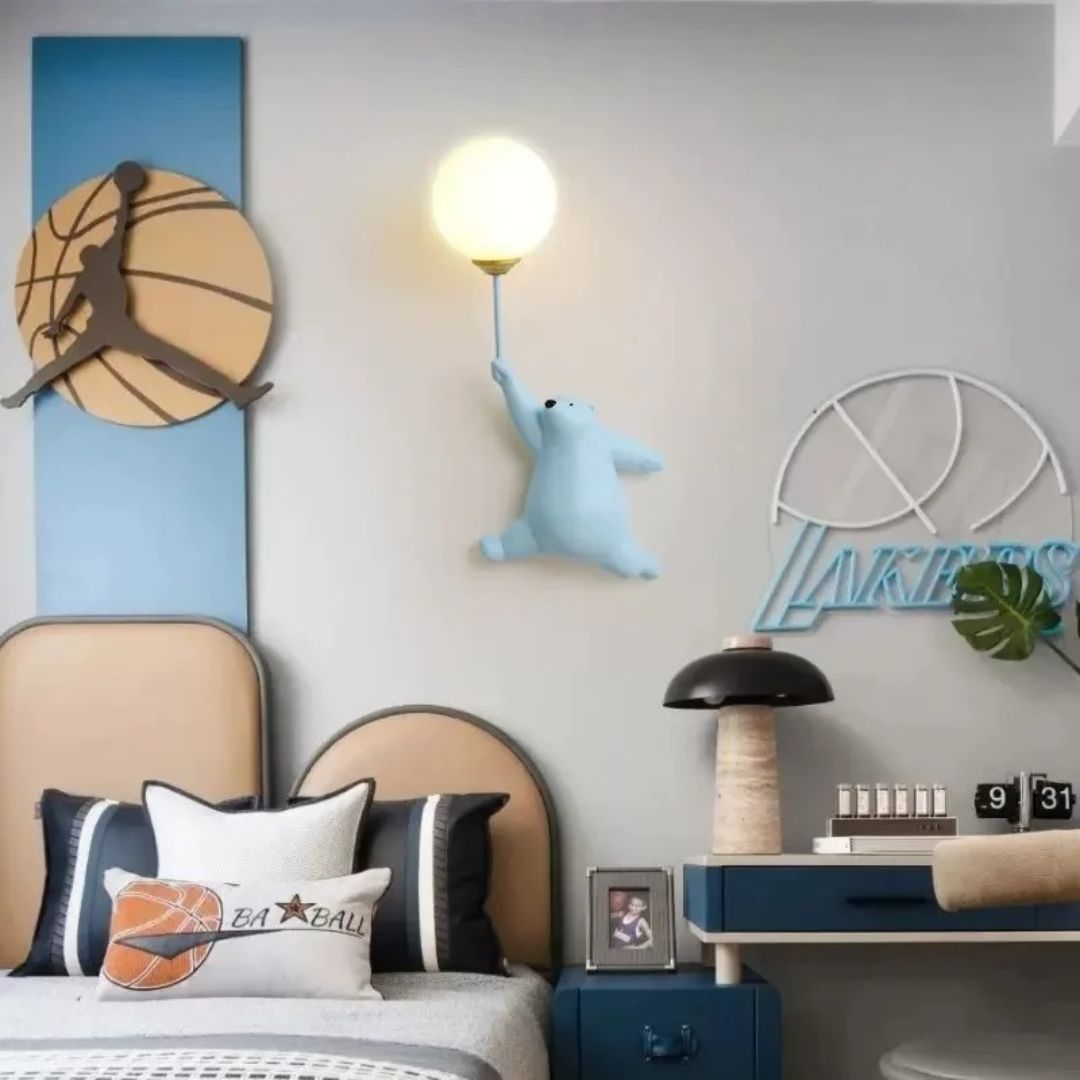 Lampe murale LED Balloon Bear - Résine et acrylique-Veilleuse cocon