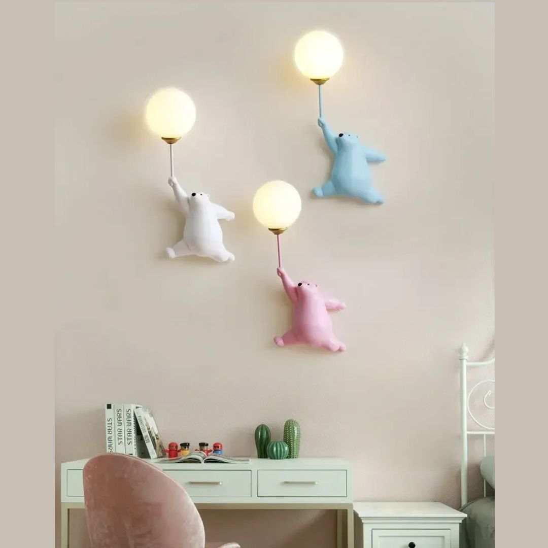 Lampe murale LED Balloon Bear - Résine et acrylique-Veilleuse cocon