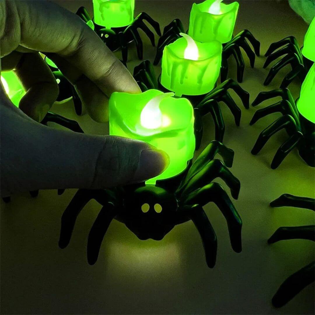 🎃 Décoration Halloween LED Araignée et Crâne – CreepyCrawl™