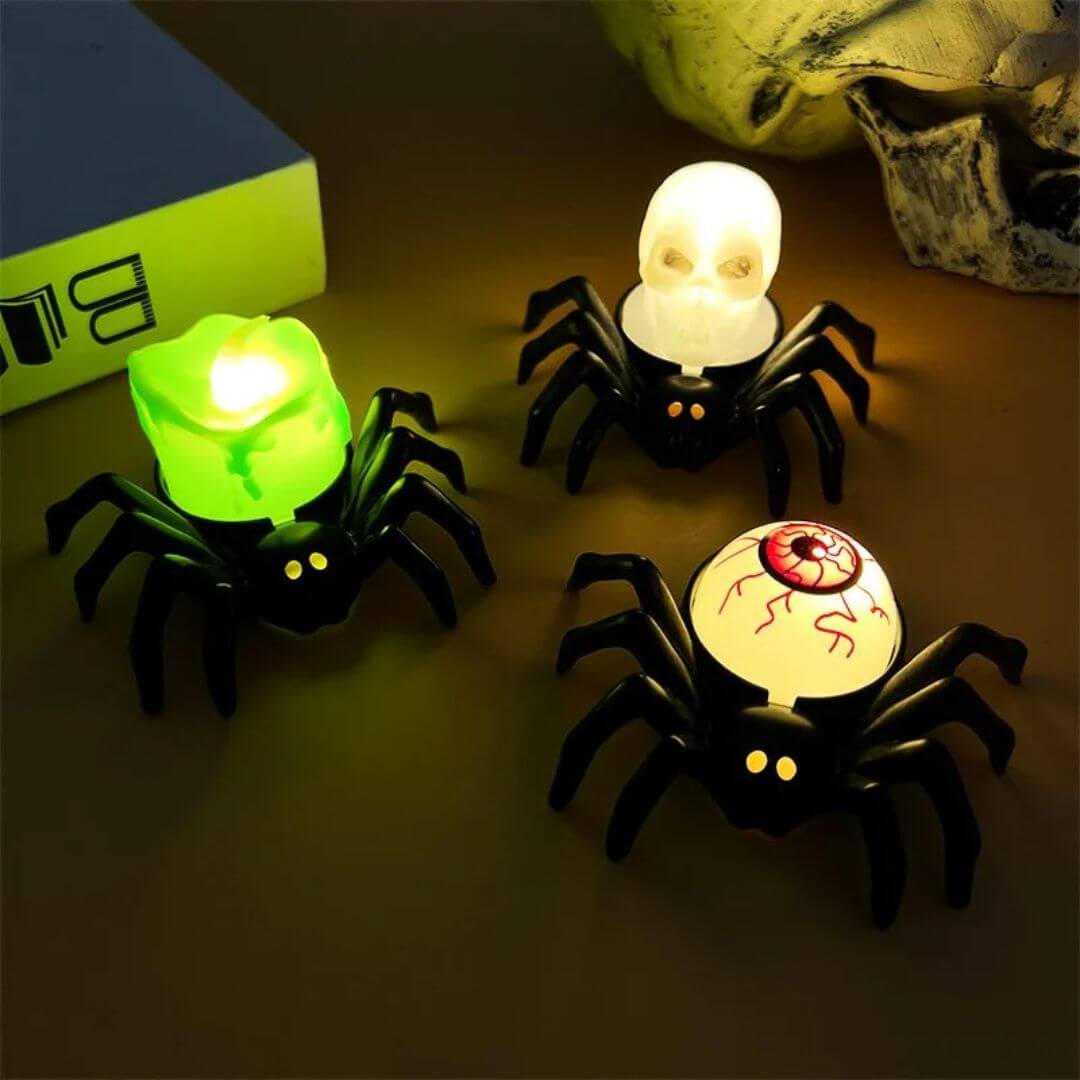 🎃 Décoration Halloween LED Araignée et Crâne – CreepyCrawl™