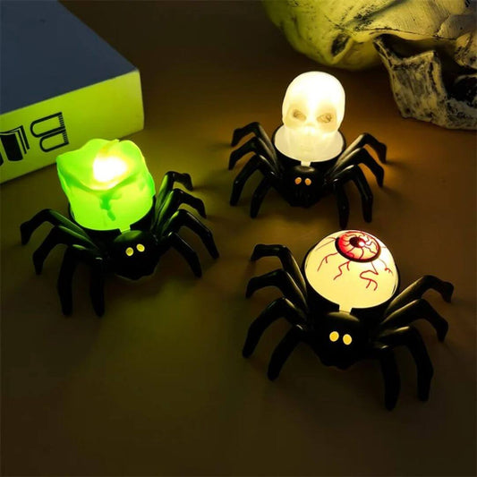 🎃 Décoration Halloween LED Araignée et Crâne – CreepyCrawl™