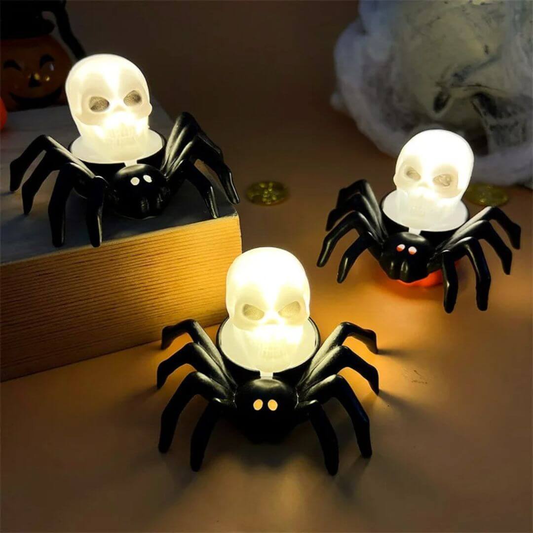 🎃 Décoration Halloween LED Araignée et Crâne – CreepyCrawl™