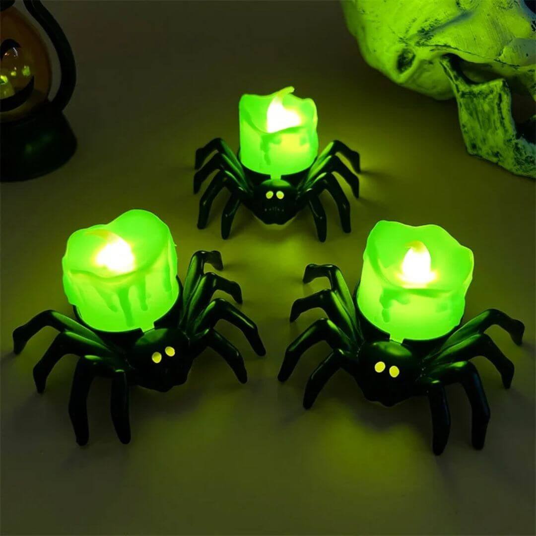 🎃 Décoration Halloween LED Araignée et Crâne – CreepyCrawl™