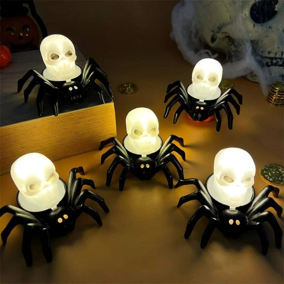 🎃 Décoration Halloween LED Araignée et Crâne – CreepyCrawl™