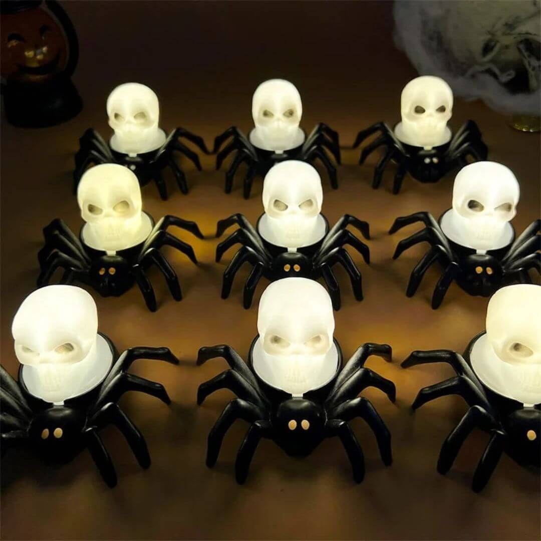 🎃 Décoration Halloween LED Araignée et Crâne – CreepyCrawl™