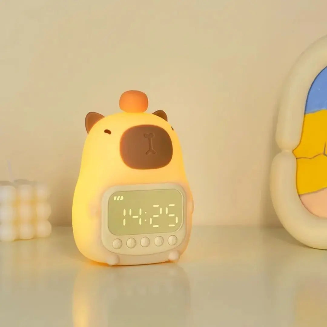 veilleuse-enfant-horloge-capybara-design-mignon