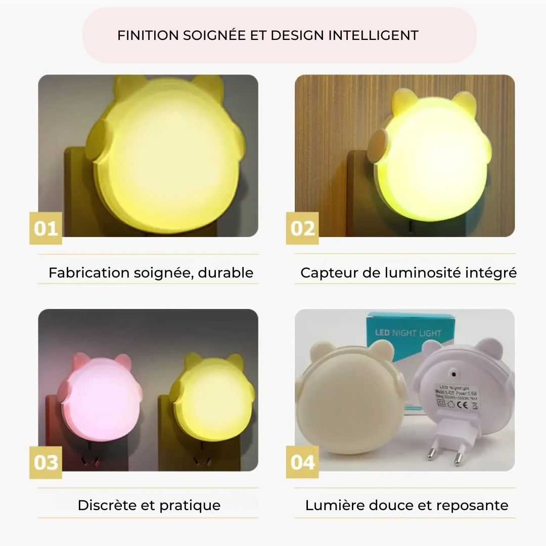 Veilleuse Prise Ours LED – Lumière Douce et Automatique pour Enfants-Veilleuse cocon