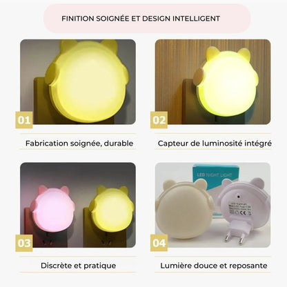 Veilleuse Prise Ours LED – Lumière Douce et Automatique pour Enfants-Veilleuse cocon